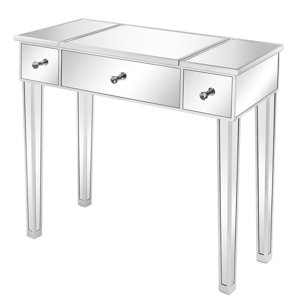 FCH 银色 密度板贴镜面  桌面可翻盖 80*38*76cm 一抽 电脑桌 N002-6