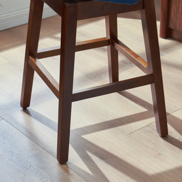 2pcs 实木腿 吧凳 牛头靠背 55*49*92cm 梯形 海军蓝色 N101-20