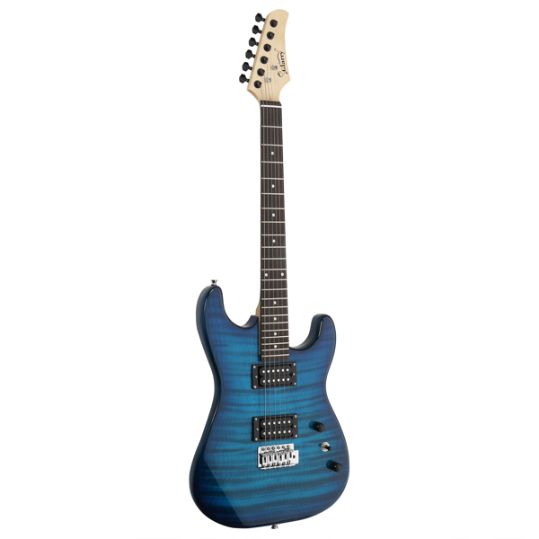 【AM不售卖】Glarry GST 双双拾音器 带虎纹 科技木指板 化蓝色 ST电吉他+音箱套装-8