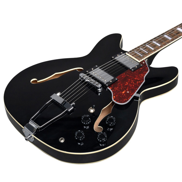 【AM不售卖】Glarry GIZ101 双线圈拾音器 黄酸枝指板 爵士电吉他 黑色 S101-16