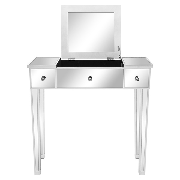 FCH 银色 密度板贴镜面  桌面可翻盖 80*38*76cm 一抽 电脑桌 N002-5