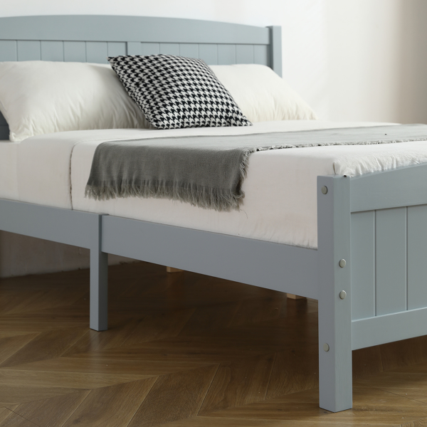 单层芯板竖条纹全板弧形床头带同款床尾 灰色 Full 木床 松木 N101 美国-27