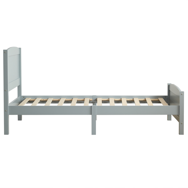 单层芯板竖条纹全板弧形床头带同款床尾 灰色 Twin 木床 松木 N101 美国-37