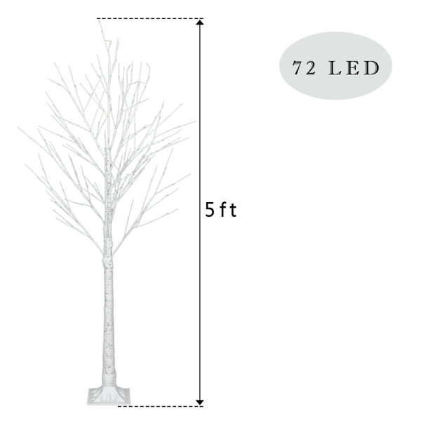 5ft 雪树不带叶 72LED灯 白色 圣诞树 PVC树枝铁支架 N101 英国 德国 法国-10
