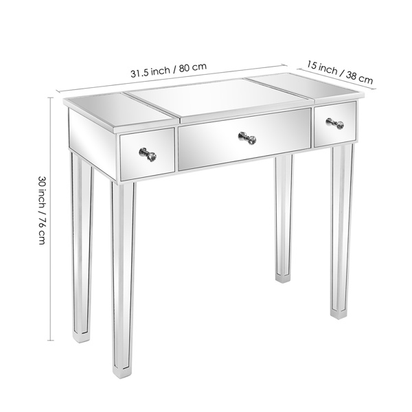 FCH 银色 密度板贴镜面  桌面可翻盖 80*38*76cm 一抽 电脑桌 N002-31