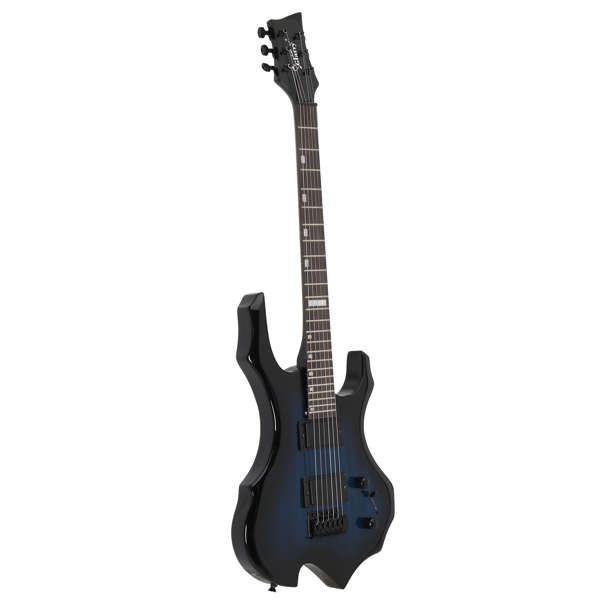 【AM不售卖】Glarry 封闭式双-双拾音器 科技木指板 化蓝色 火焰电吉他+音箱套装-15