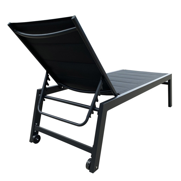 户外躺椅躺床,靠背五档可调铝框躺椅（黑色）-8