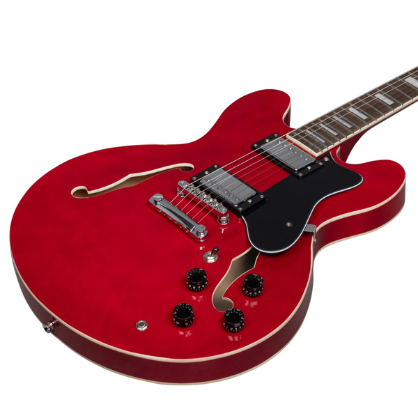 【AM不售卖】Glarry GGS101 双线圈拾音器 黄酸枝指板 爵士电吉他 红色 S101-44
