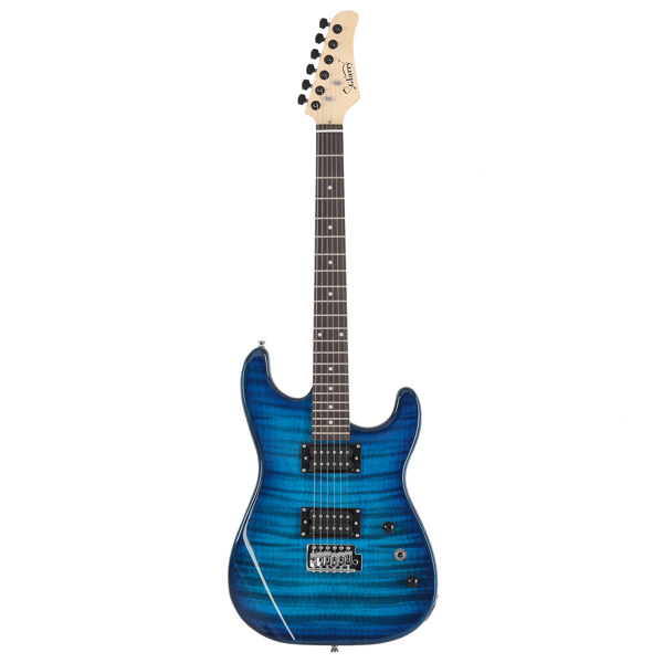 【AM不售卖】Glarry GST 双双拾音器 带虎纹 科技木指板 化蓝色 ST电吉他+音箱套装-40