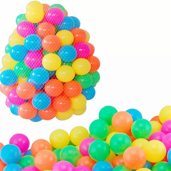 100 件装儿童坑球，塑料游戏球补充球，不含邻苯二甲酸盐和 BPA，包括一个可重复使用的储物袋，送给幼儿和儿童的礼物(周末不发货，谨慎下单）-3