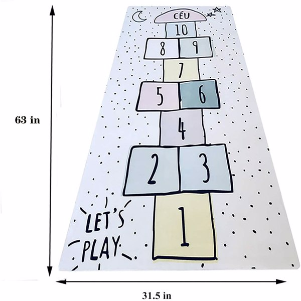 儿童跳房子地毯垫 63x31 英寸大空间儿童游戏垫防滑硅胶背垫耐磨儿童跳房子地毯适用于儿童房家庭卧室装饰托儿所游乐场-2