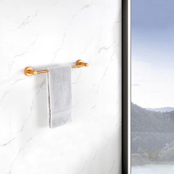16-27英寸可调可扩展毛巾杆，适用于浴室、厨房、加厚太空铝壁挂式、拉丝金色-2