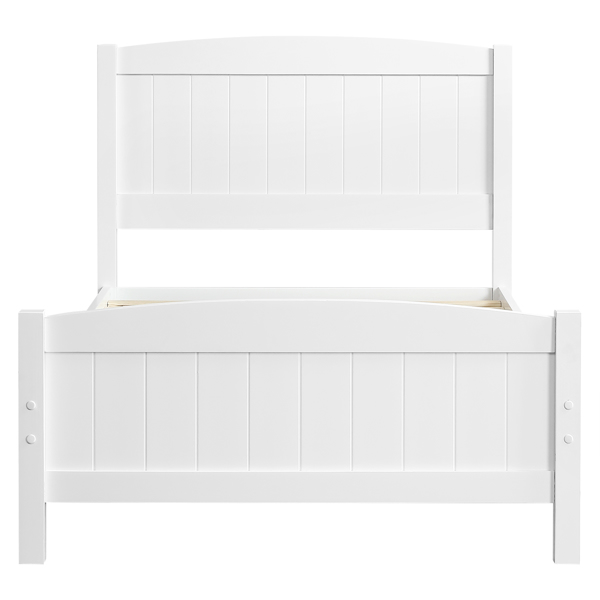 单层芯板竖条纹全板弧形床头带同款床尾 白色 Twin 木床 松木 N101 美国-2