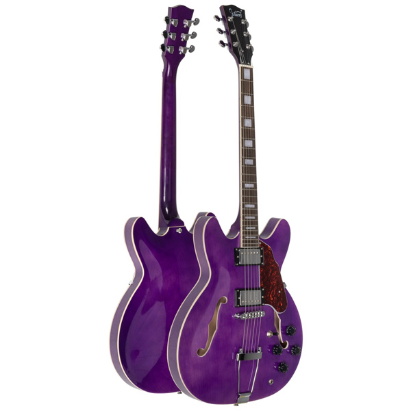 【AM不售卖】Glarry GIZ101 双线圈拾音器 黄酸枝指板 爵士电吉他 透明紫色 S101-3