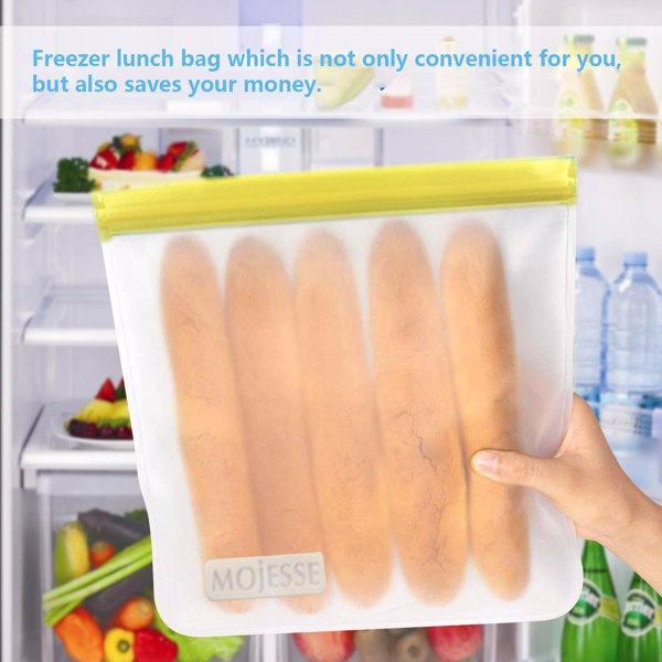 可重复使用的食品收纳袋子三明治袋子 - 10 件装防漏冷冻加仑袋 BPA 免费 - 超厚耐用可重复使用的储物袋 - 可重复使用的零食袋，用于食品水果旅行用品收纳-2