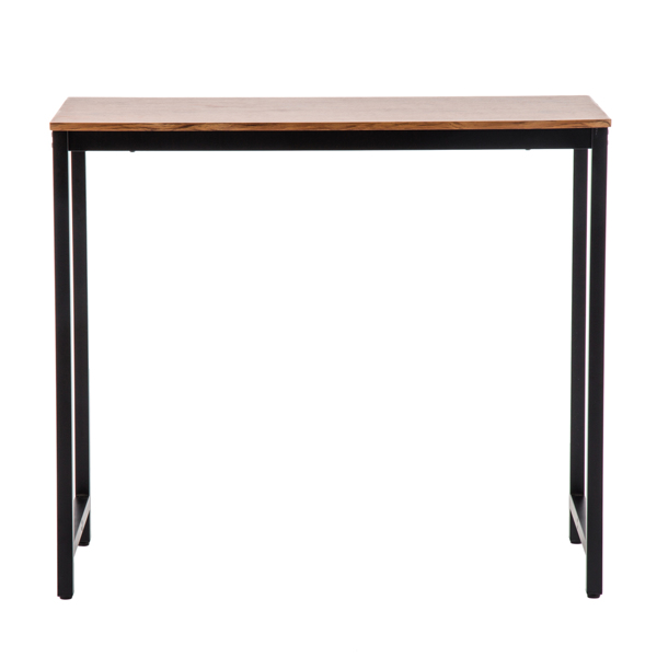 拆装 长方形+圆形座面 餐桌 密度板+铁 棕色木纹+黑色烤漆 100*45*91cm N103-19