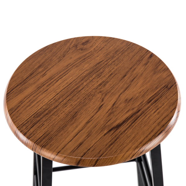 拆装 长方形+圆形座面 餐桌 密度板+铁 棕色木纹+黑色烤漆 100*45*91cm N103-91