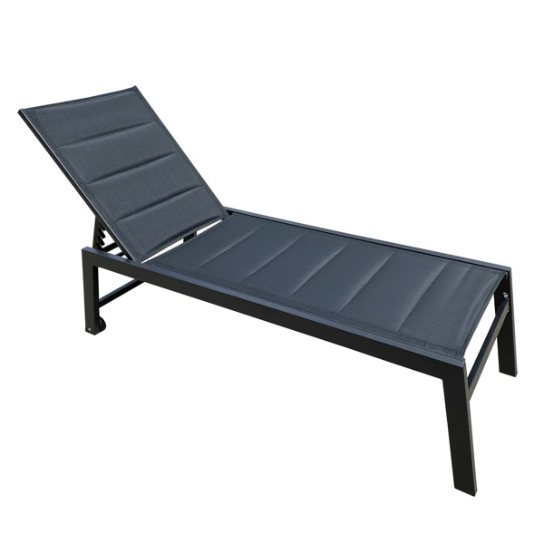 户外躺椅躺床,靠背五档可调铝框躺椅（黑色）-2