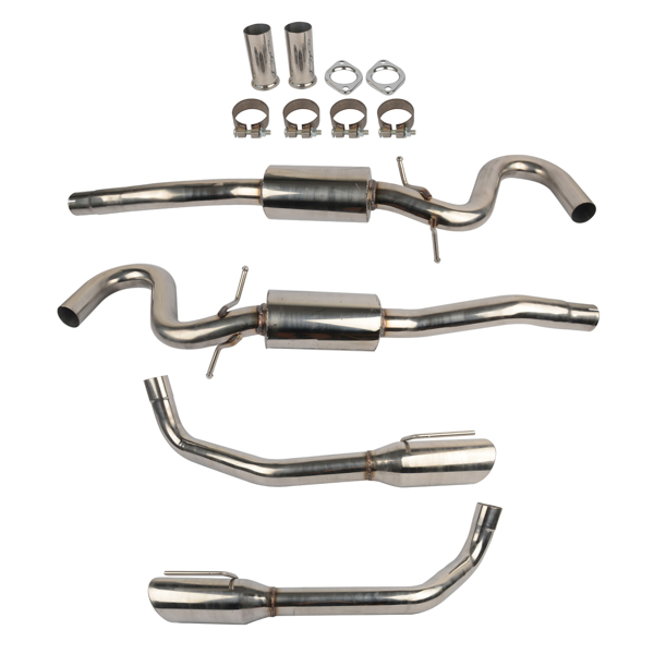 落水管 For 1996-2004 Ford Mustang GT V8 Dual 4" Oval Tip Muffler Catback Exhaust Pipe-5