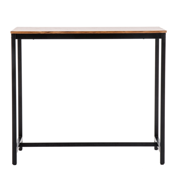 拆装 长方形+圆形座面 餐桌 密度板+铁 棕色木纹+黑色烤漆 100*45*91cm N103-20