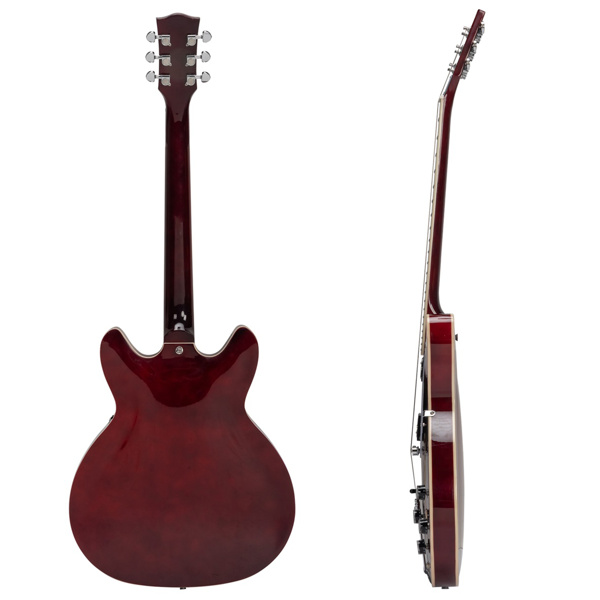 【AM不售卖】Glarry GIZ101 双线圈拾音器 黄酸枝指板 爵士电吉他 透明酒红 S101-3