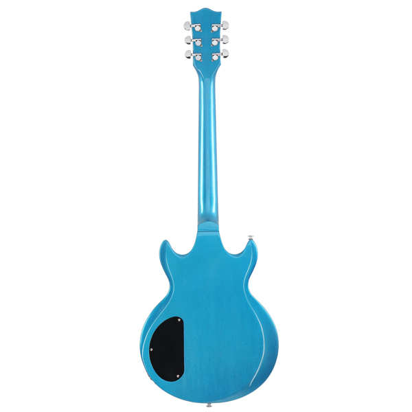 【AM不售卖】Glarry GIZ102 实心双线圈拾音器 月桂木指板 爵士电吉他 蓝色（带银光粉）-红龟甲护板-9
