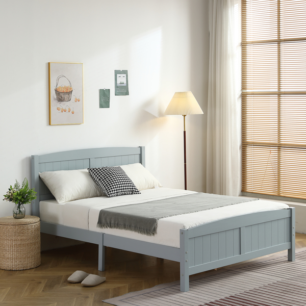 单层芯板竖条纹全板弧形床头带同款床尾 灰色 Full 木床 松木 N101 美国-31