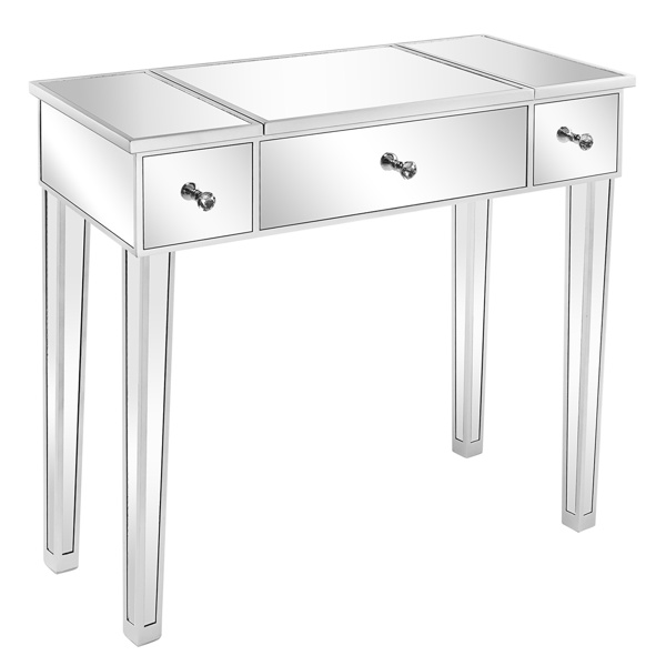 FCH 银色 密度板贴镜面  桌面可翻盖 80*38*76cm 一抽 电脑桌 N002-40