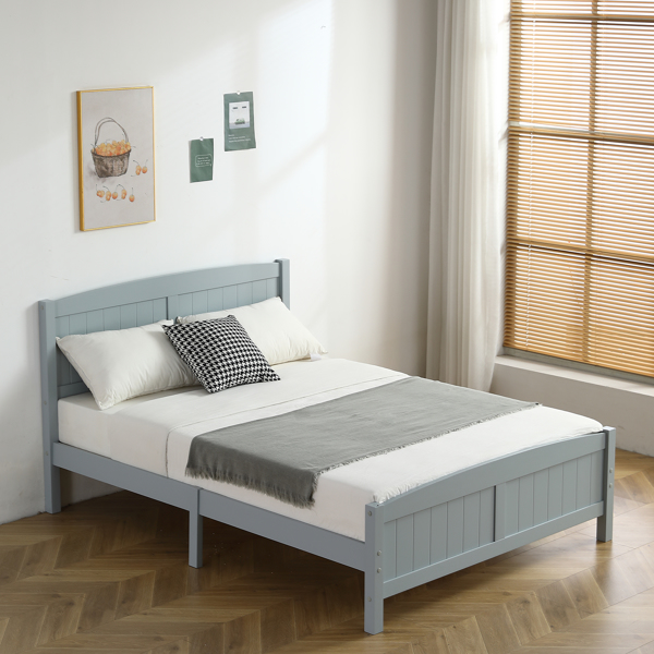 单层芯板竖条纹全板弧形床头带同款床尾 灰色 Full 木床 松木 N101 美国-58
