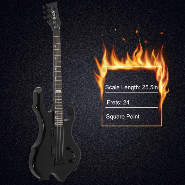 【AM不售卖】Glarry 封闭式双-双拾音器 科技木指板 黑色 火焰电吉他+音箱套装-3
