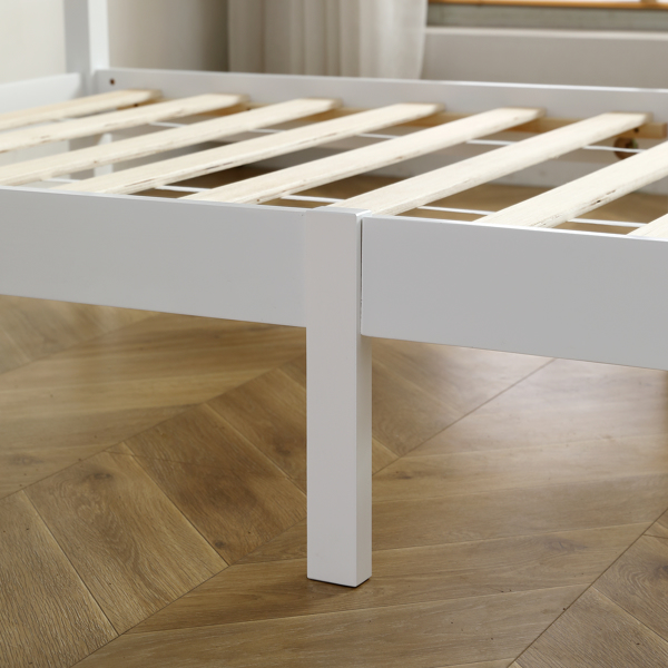 单层芯板竖条纹全板弧形床头带同款床尾 白色 Twin 木床 松木 N101 美国-50