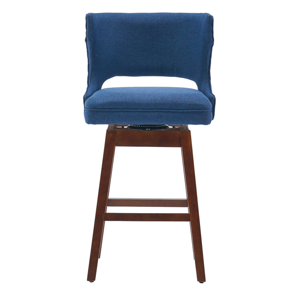 2pcs 实木腿 吧凳 牛头靠背 55*49*92cm 梯形 海军蓝色 N101-5
