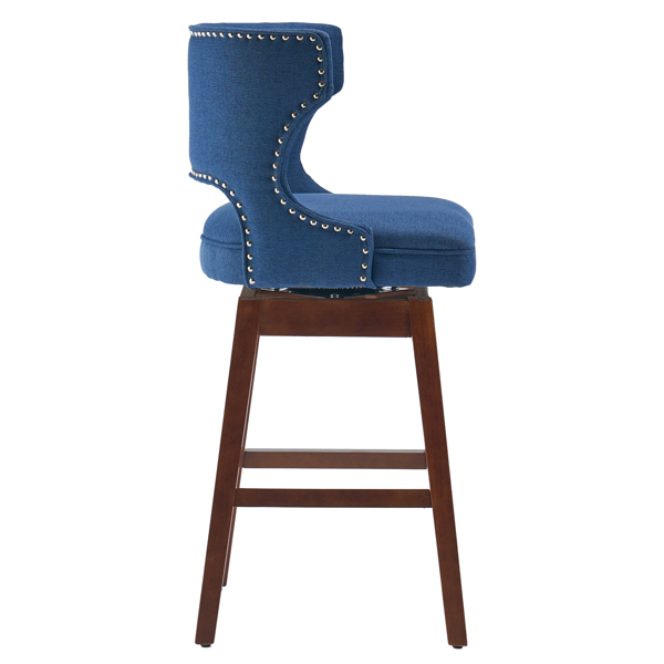 2pcs 实木腿 吧凳 牛头靠背 55*49*92cm 梯形 海军蓝色 N101-6