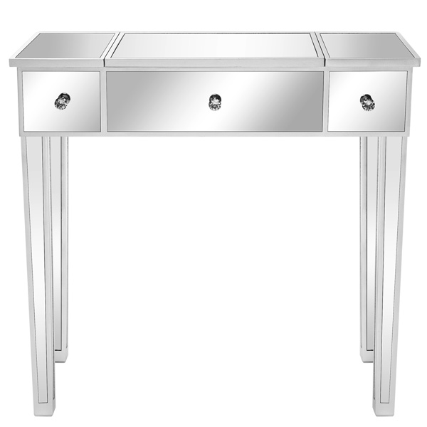 FCH 银色 密度板贴镜面  桌面可翻盖 80*38*76cm 一抽 电脑桌 N002-32