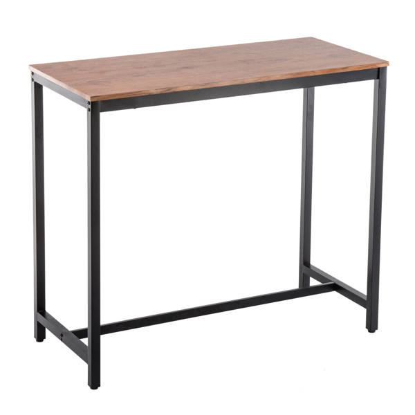 拆装 长方形+圆形座面 餐桌 密度板+铁 棕色木纹+黑色烤漆 100*45*91cm N103-23