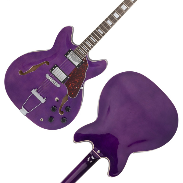 【AM不售卖】Glarry GIZ101 双线圈拾音器 黄酸枝指板 爵士电吉他 透明紫色 S101-12
