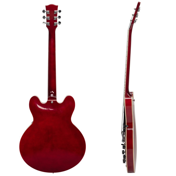 【AM不售卖】Glarry GGS101 双线圈拾音器 黄酸枝指板 爵士电吉他 红色 S101-5
