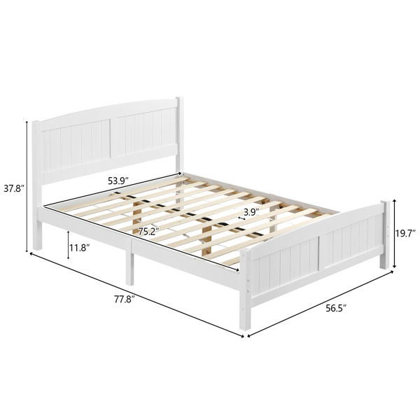 FCH 单层芯板竖条纹全板弧形床头带同款床尾 白色 Full 木床 松木 N101 美国-3