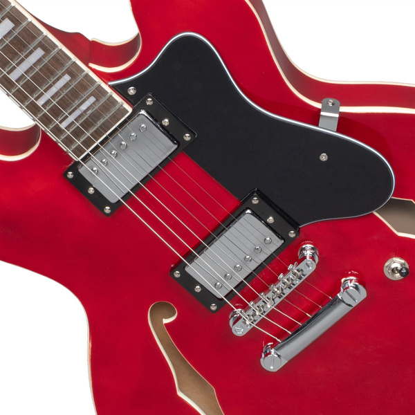 【AM不售卖】Glarry GGS101 双线圈拾音器 黄酸枝指板 爵士电吉他 红色 S101-40