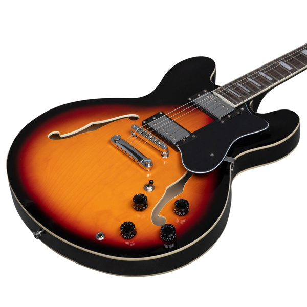 【AM不售卖】Glarry GGS101 双线圈拾音器 黄酸枝指板 爵士电吉他 日落色 S101-18