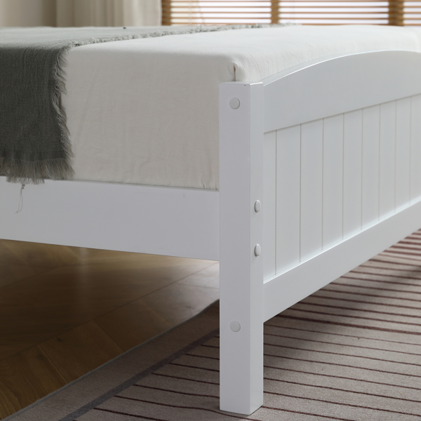 单层芯板竖条纹全板弧形床头带同款床尾 白色 Twin 木床 松木 N101 美国-31
