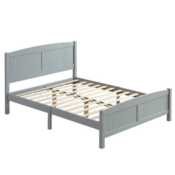 单层芯板竖条纹全板弧形床头带同款床尾 灰色 Full 木床 松木 N101 美国-43