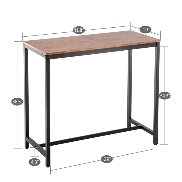拆装 长方形+圆形座面 餐桌 密度板+铁 棕色木纹+黑色烤漆 100*45*91cm N103-94