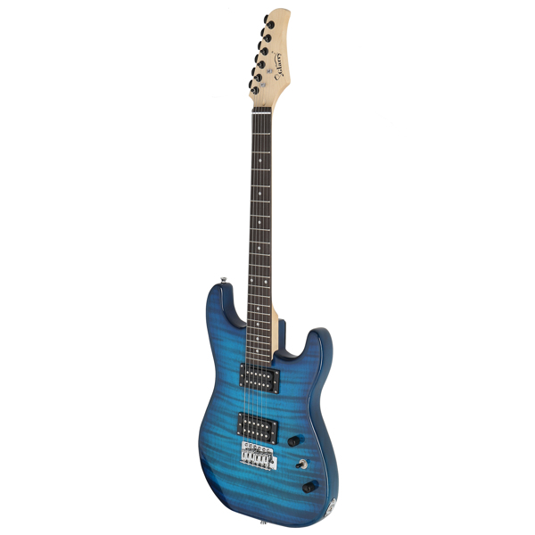 【AM不售卖】Glarry GST 双双拾音器 带虎纹 科技木指板 化蓝色 ST电吉他+音箱套装-48