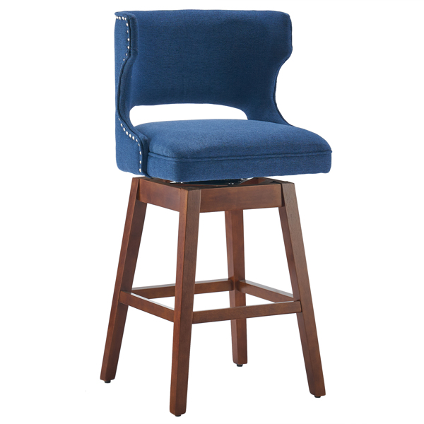 2pcs 实木腿 吧凳 牛头靠背 55*49*92cm 梯形 海军蓝色 N101-9