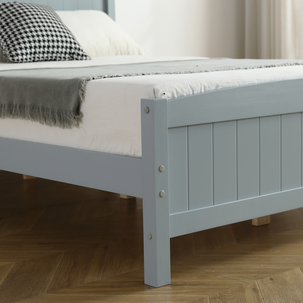 单层芯板竖条纹全板弧形床头带同款床尾 灰色 Full 木床 松木 N101 美国-61