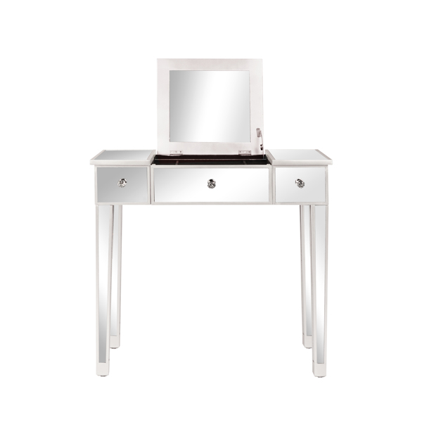 FCH 银色 密度板贴镜面  桌面可翻盖 80*38*76cm 一抽 电脑桌 N002-51