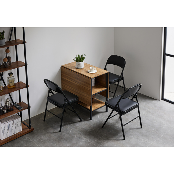  三层 方形 餐桌 密度板 铁 木纹棕 多功能可折叠 135*78*75cm N101-34