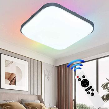LED吸顶灯36 W RGB可调光，带遥控器，客厅、儿童房、卧室、走廊、厨房、办公室无闪光、无噪音[A++级能源]