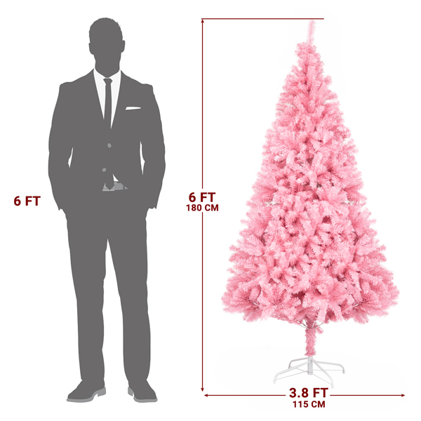粉色 6ft 1600枝头 PVC材质 圣诞树 N001 美国-5